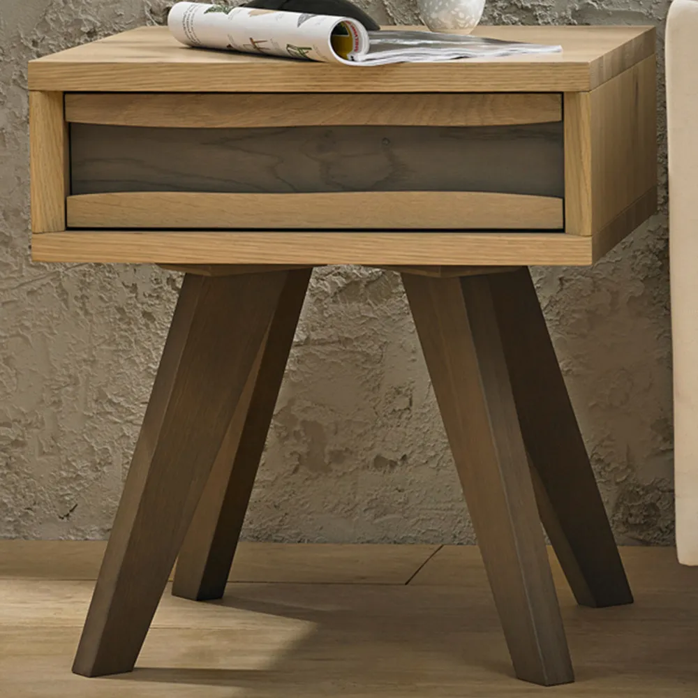 Cadell Lamp Table with Drawer - Brown, Aged Oak