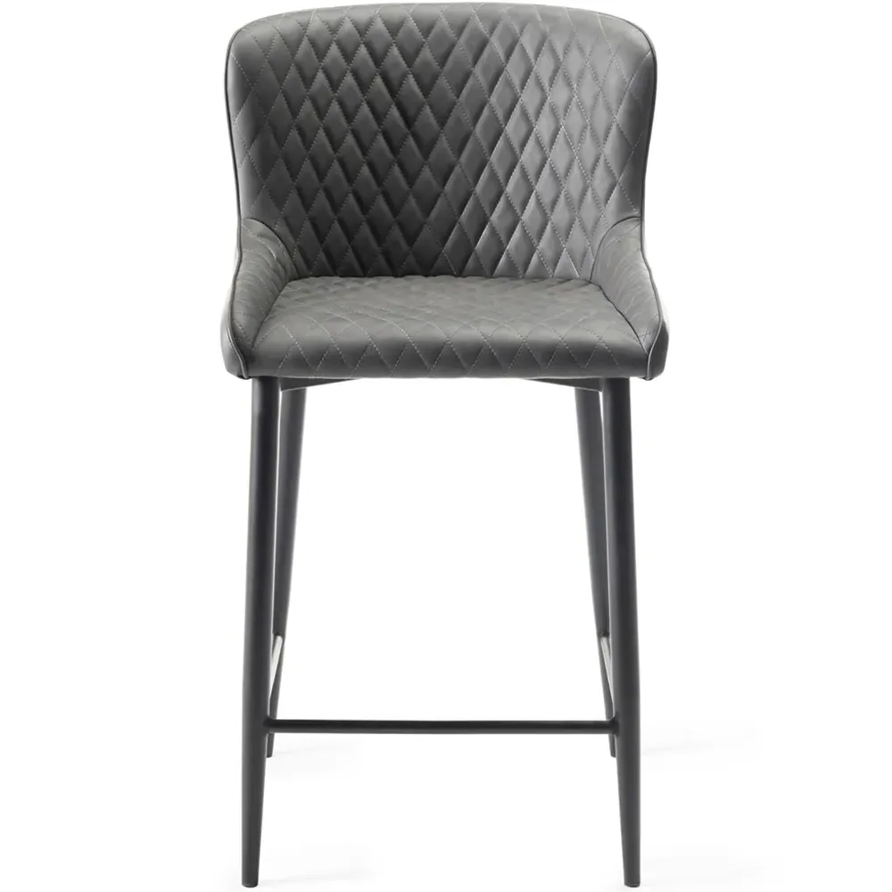 Cezanne Set of 2 Bar Stools - Dark Grey, Faux Leather