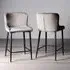 Cezanne Set of 2 Bar Stools - Grey, Velvet
