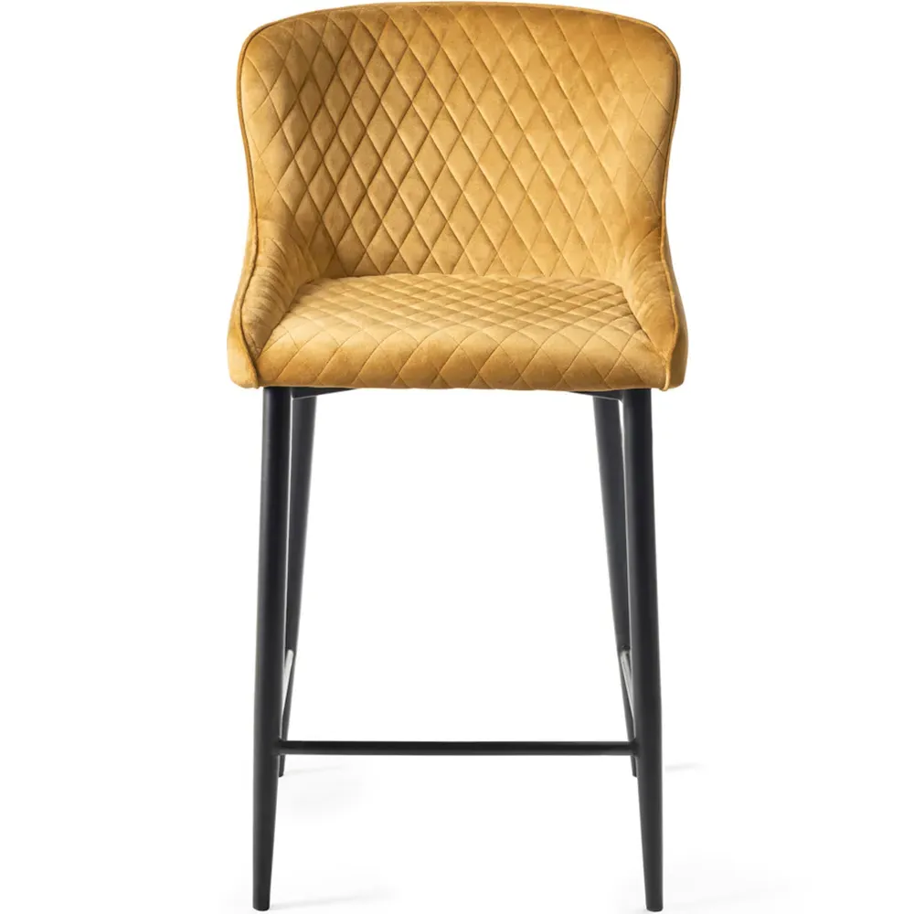 Cezanne Set of 2 Bar Stools - Mustard, Velvet