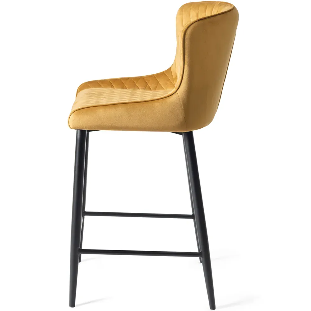 Cezanne Set of 2 Bar Stools - Mustard, Velvet