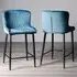 Cezanne Set of 2 Bar Stools - Petrol Blue, Velvet