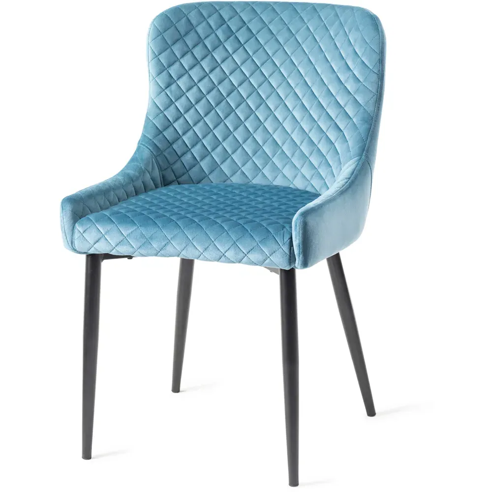 Cezanne Set of 2 Dining Chairs - Blue, Velvet