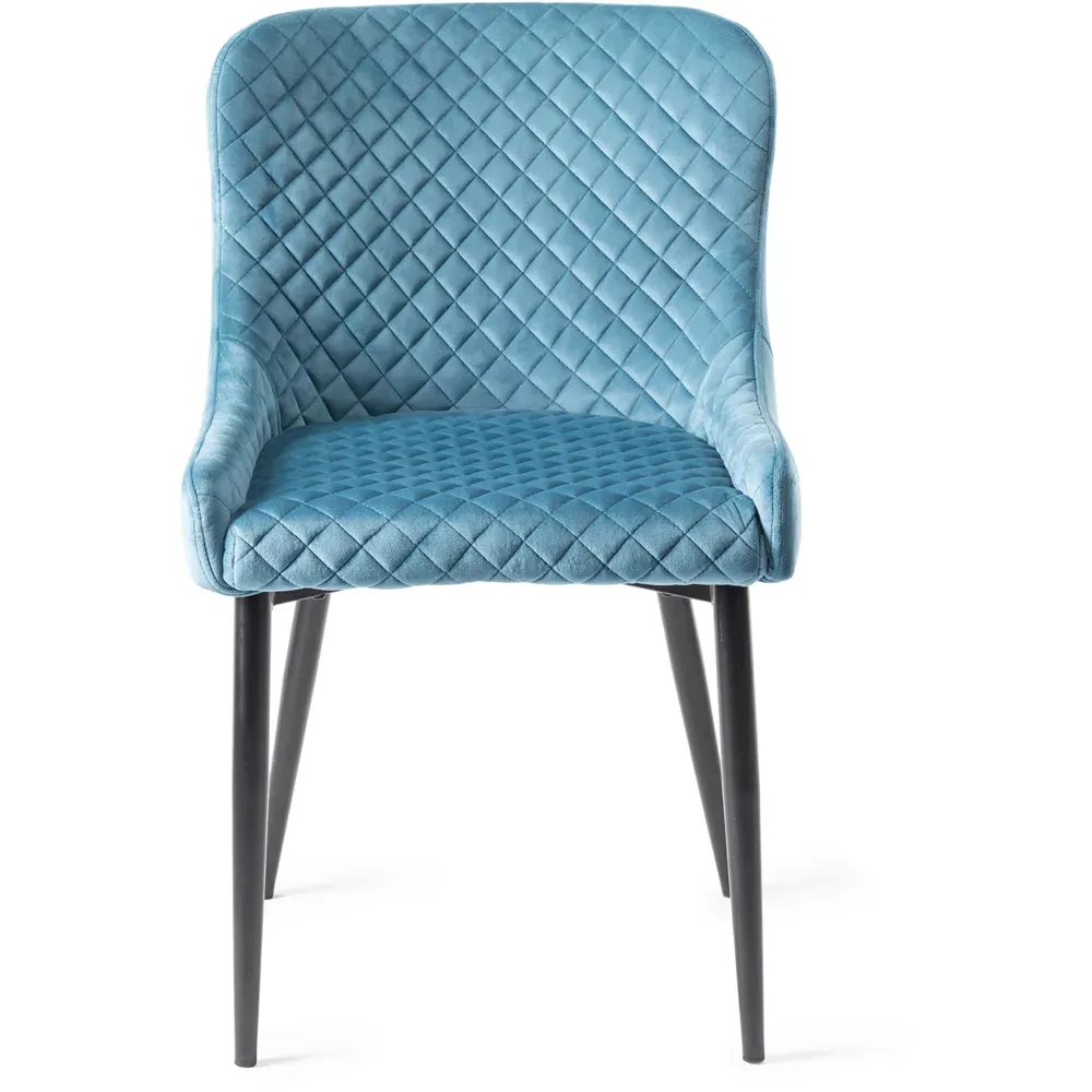 Cezanne Set of 2 Dining Chairs - Blue, Velvet