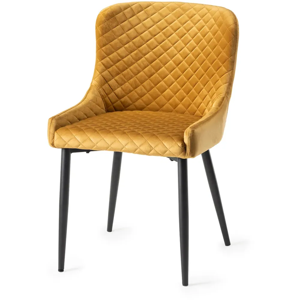 Cezanne Set of 2 Dining Chairs - Yellow, Velvet