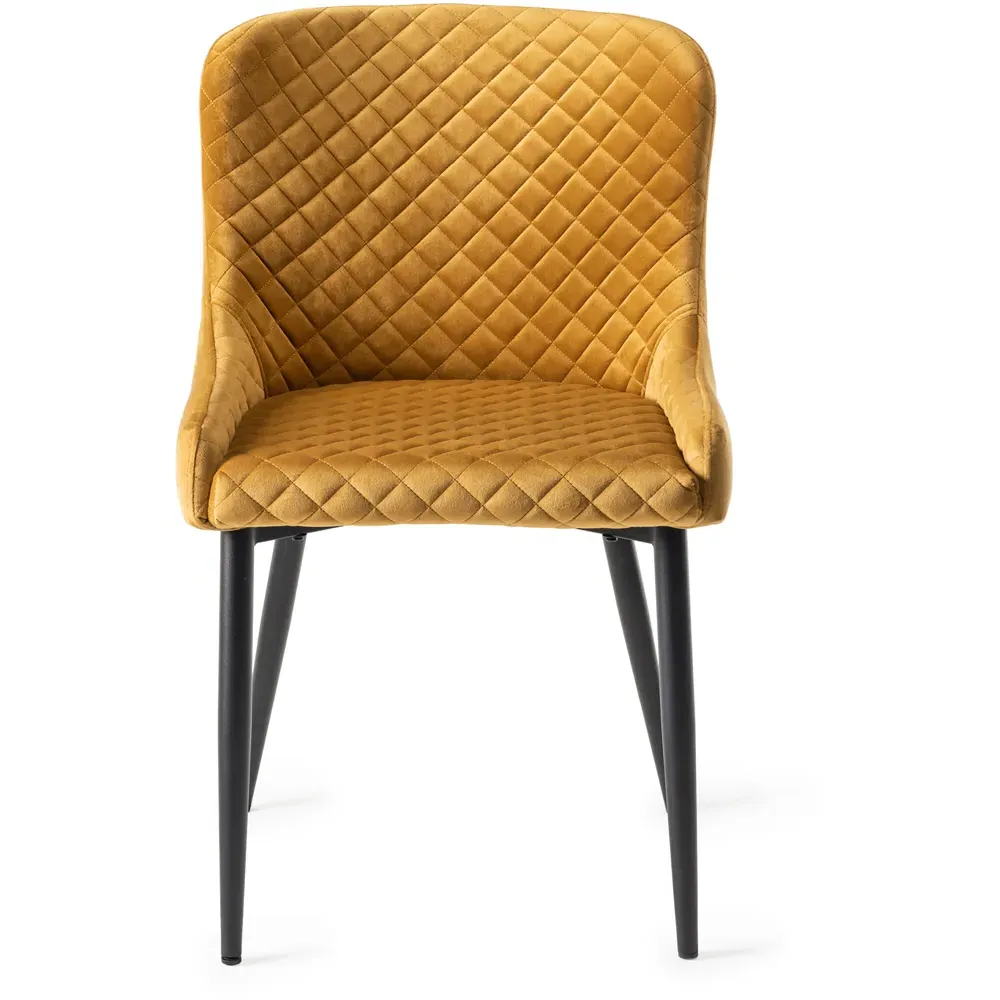 Cezanne Set of 2 Dining Chairs - Yellow, Velvet