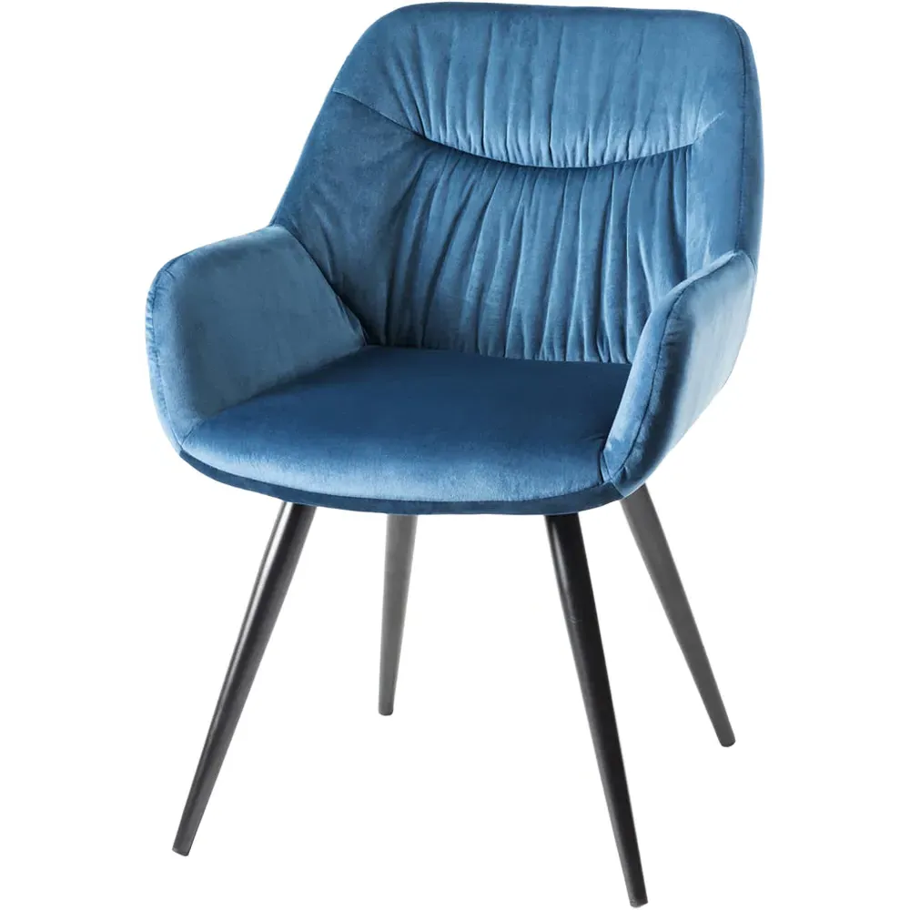 Dali Set of 2 Upholstered Chairs - Blue, Velvet