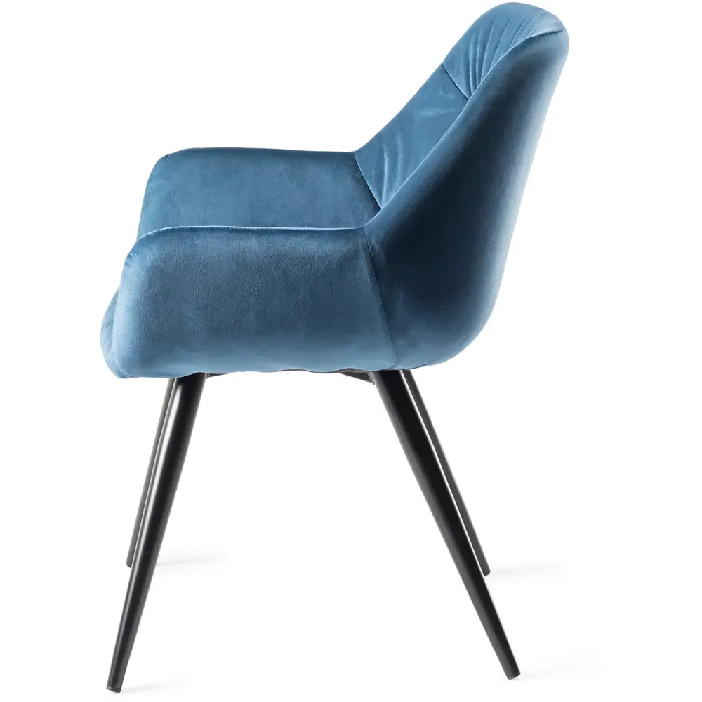 Dali Set of 2 Upholstered Chairs - Blue, Velvet