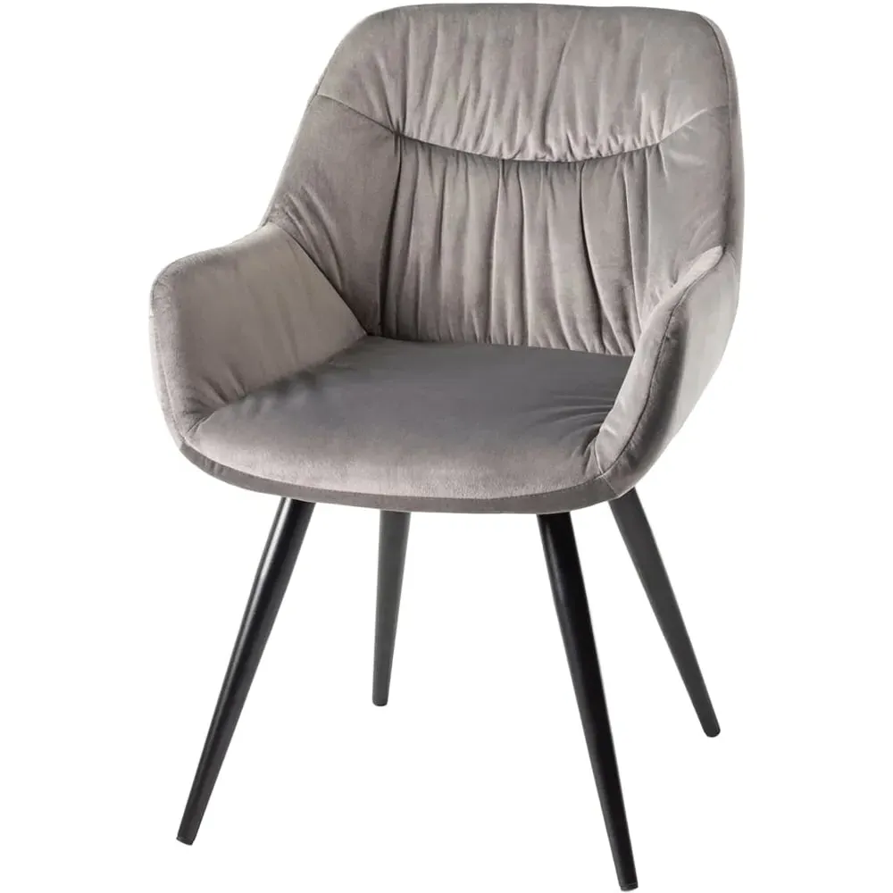 Dali Set of 2 Upholstered Chairs - Grey, Velvet