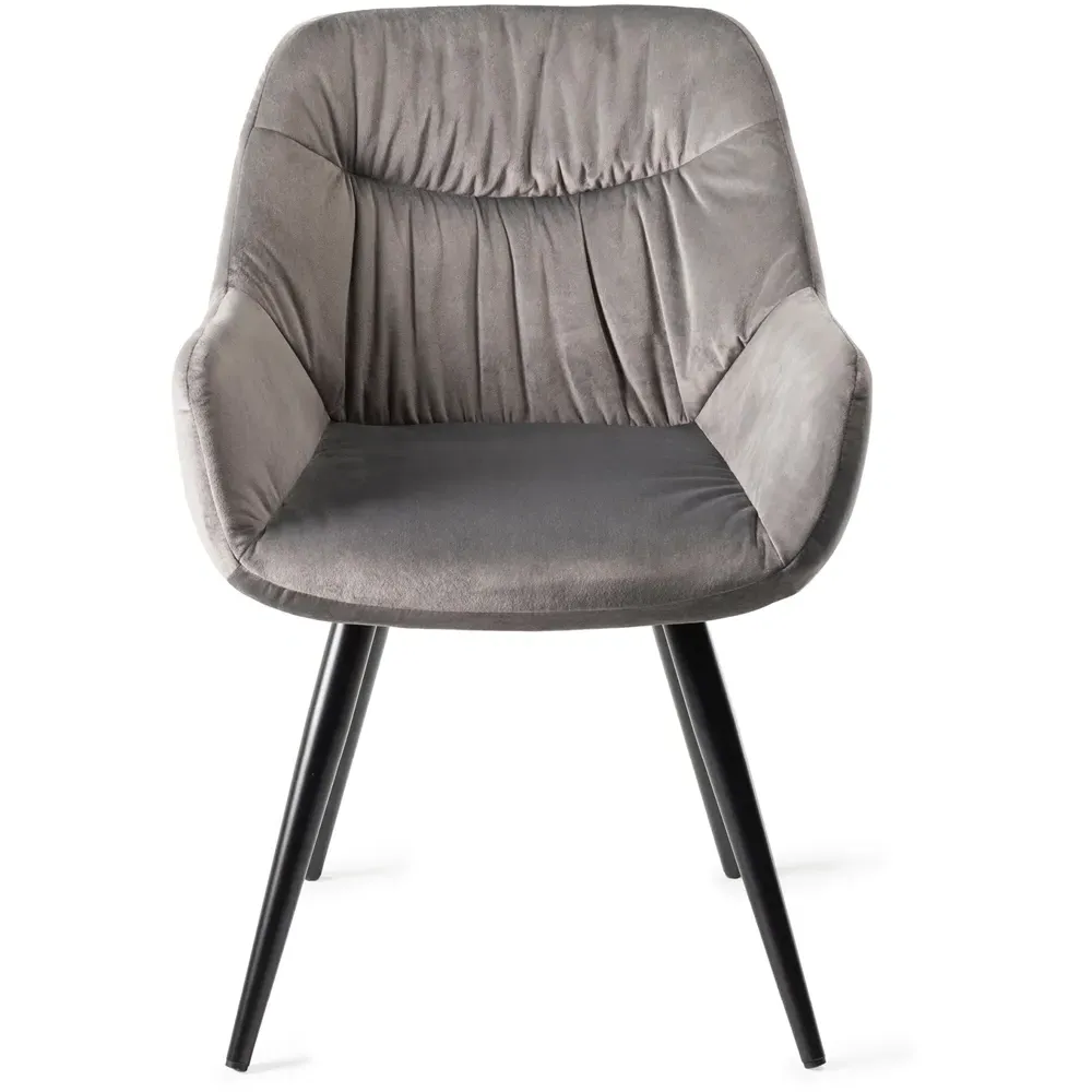 Dali Set of 2 Upholstered Chairs - Grey, Velvet