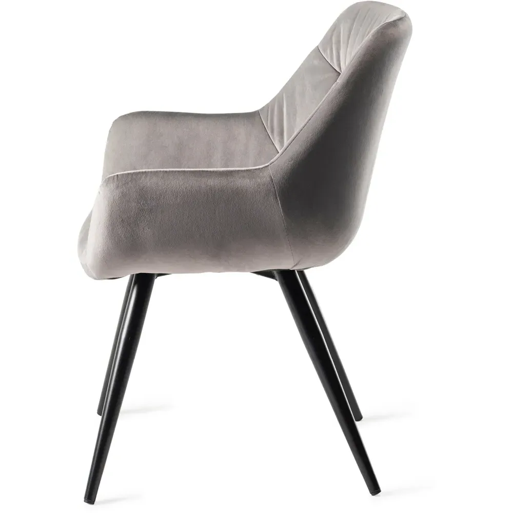 Dali Set of 2 Upholstered Chairs - Grey, Velvet