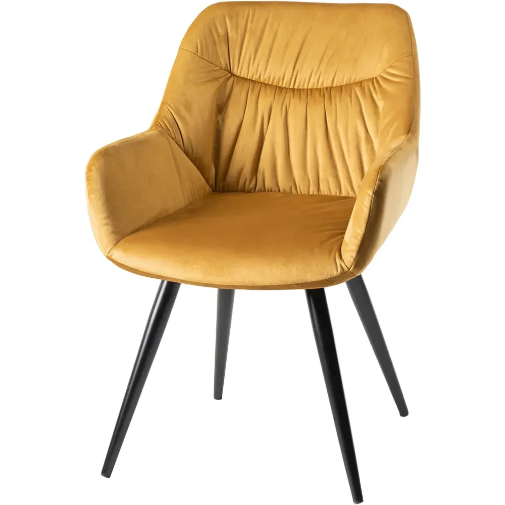 Dali Set of 2 Upholstered Chairs - Yellow, Velvet
