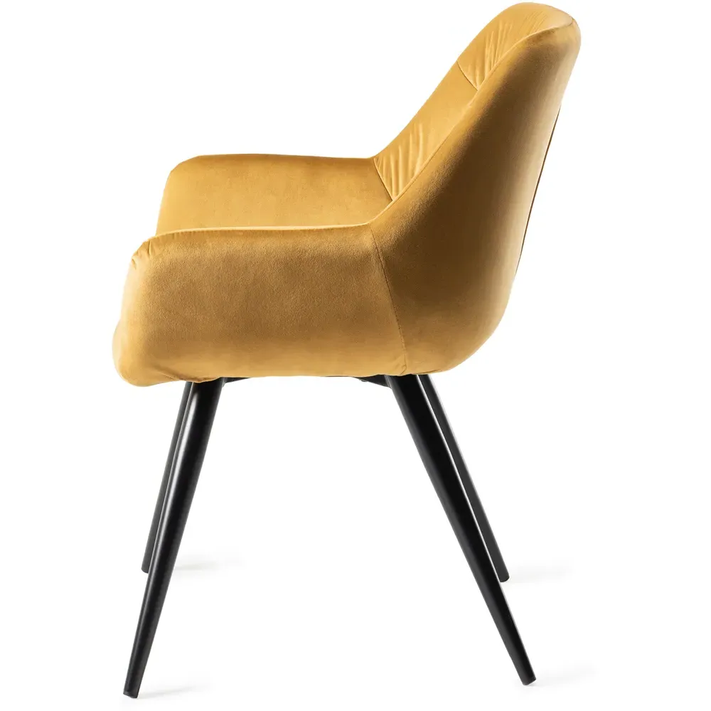 Dali Set of 2 Upholstered Chairs - Yellow, Velvet