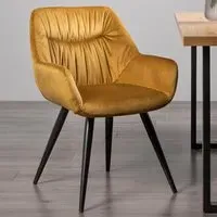 Dali Set of 2 Upholstered Chairs - Yellow, Velvet