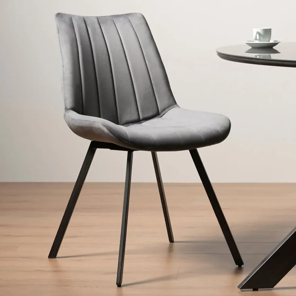 Fontana Upholstered Chair - Grey, Velvet