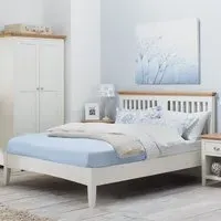 Hampstead King Size Bedstead - Cream, Oak