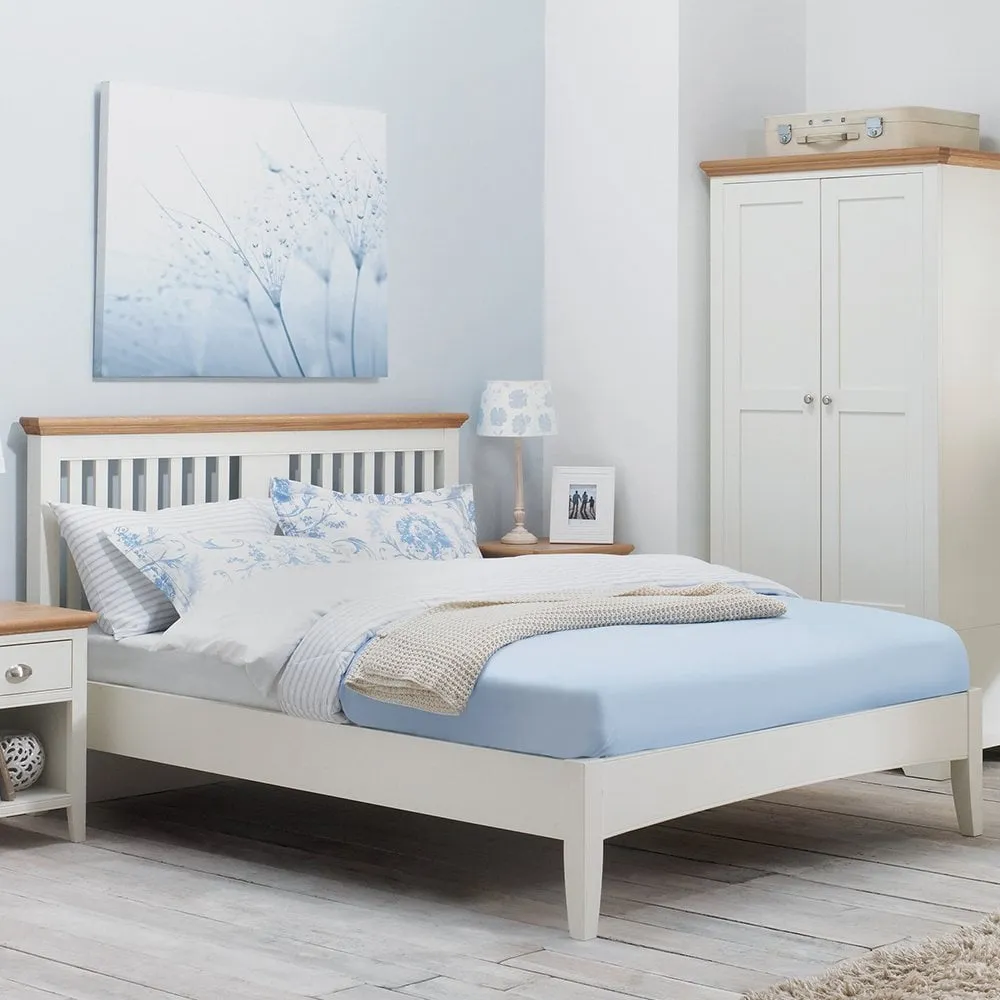 Hampstead King Size Bedstead - Cream, Oak