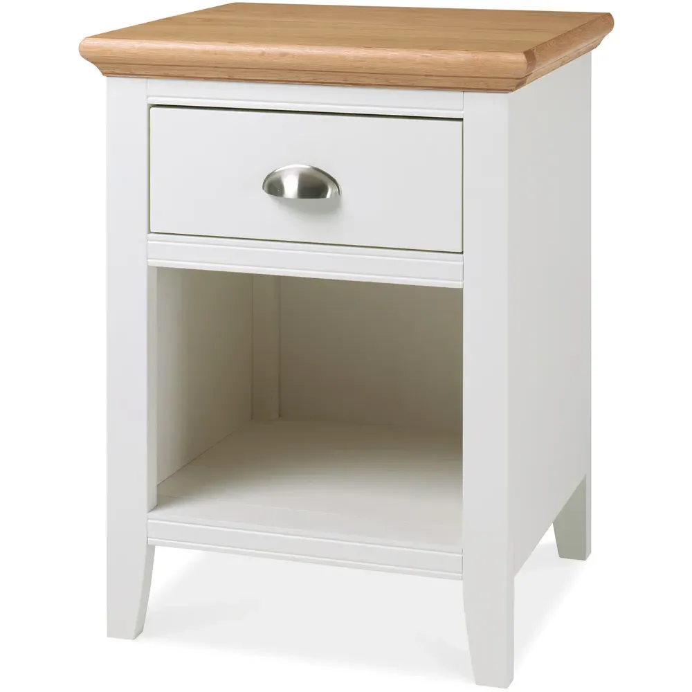 Hampstead Single Drawer Nightstand with Shelf - Cream, Oak