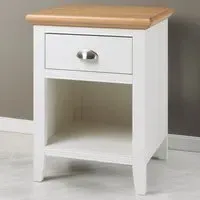 Hampstead Single Drawer Nightstand with Shelf - Cream, Oak