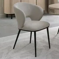 Luca Set of 2 Dining Chairs - Light Grey, Faux Leather