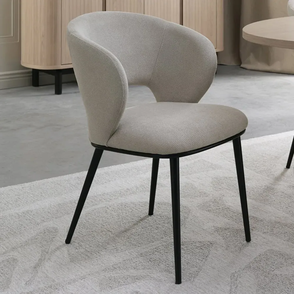 Luca Set of 2 Dining Chairs - Light Grey, Faux Leather