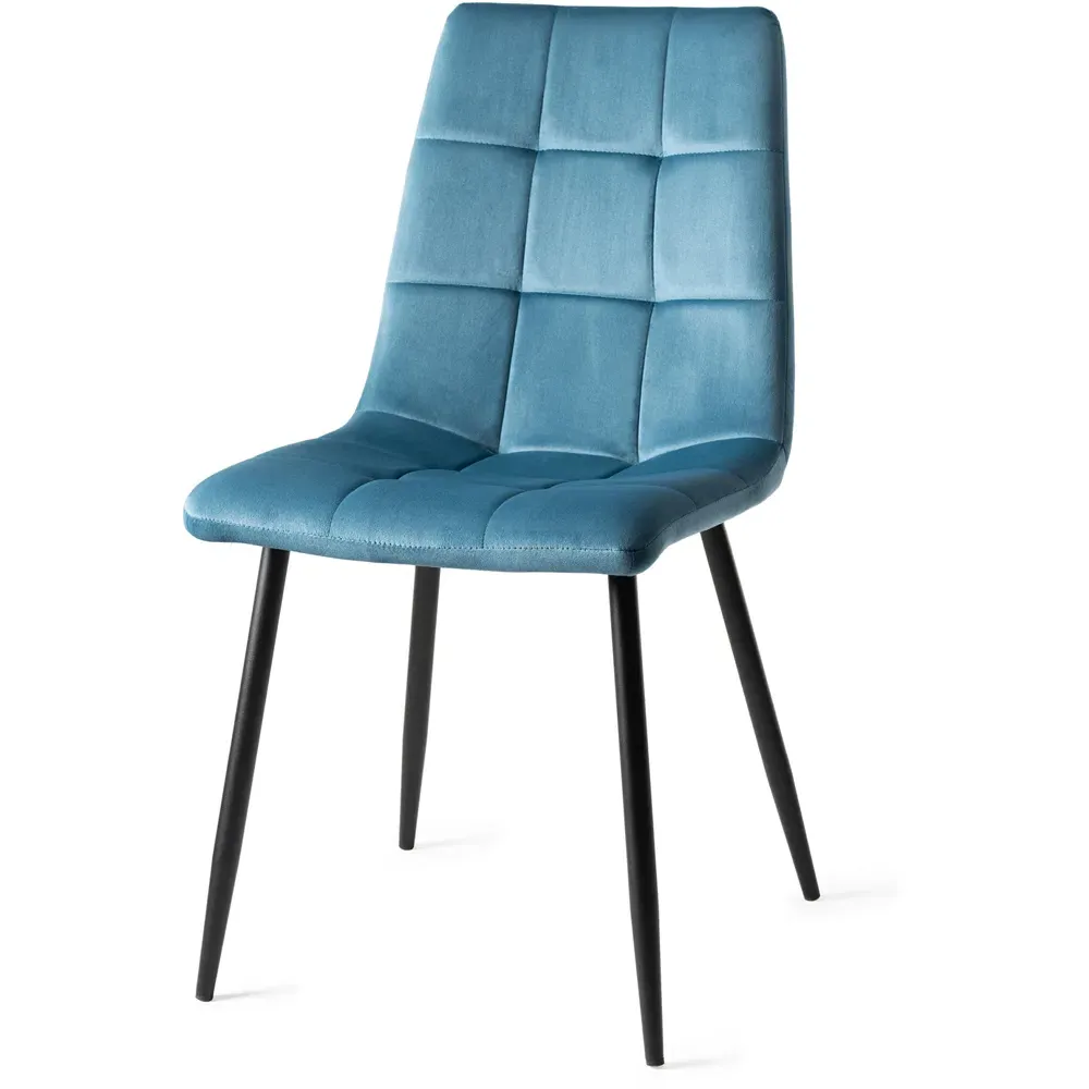 Mondrian Set of 2 Dining Chairs - Blue, Velvet