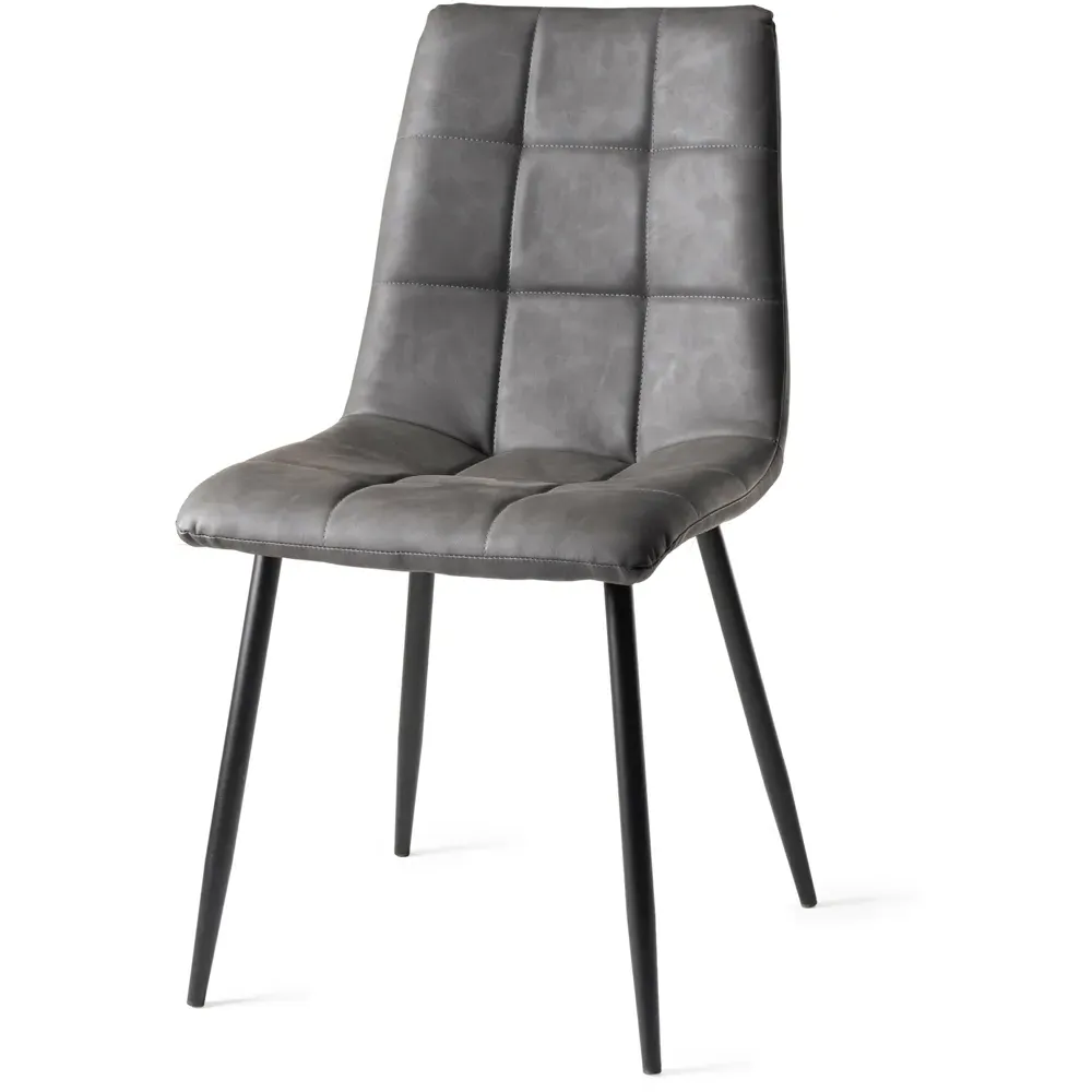 Mondrian Set of 2 Dining Chairs - Grey, Leather