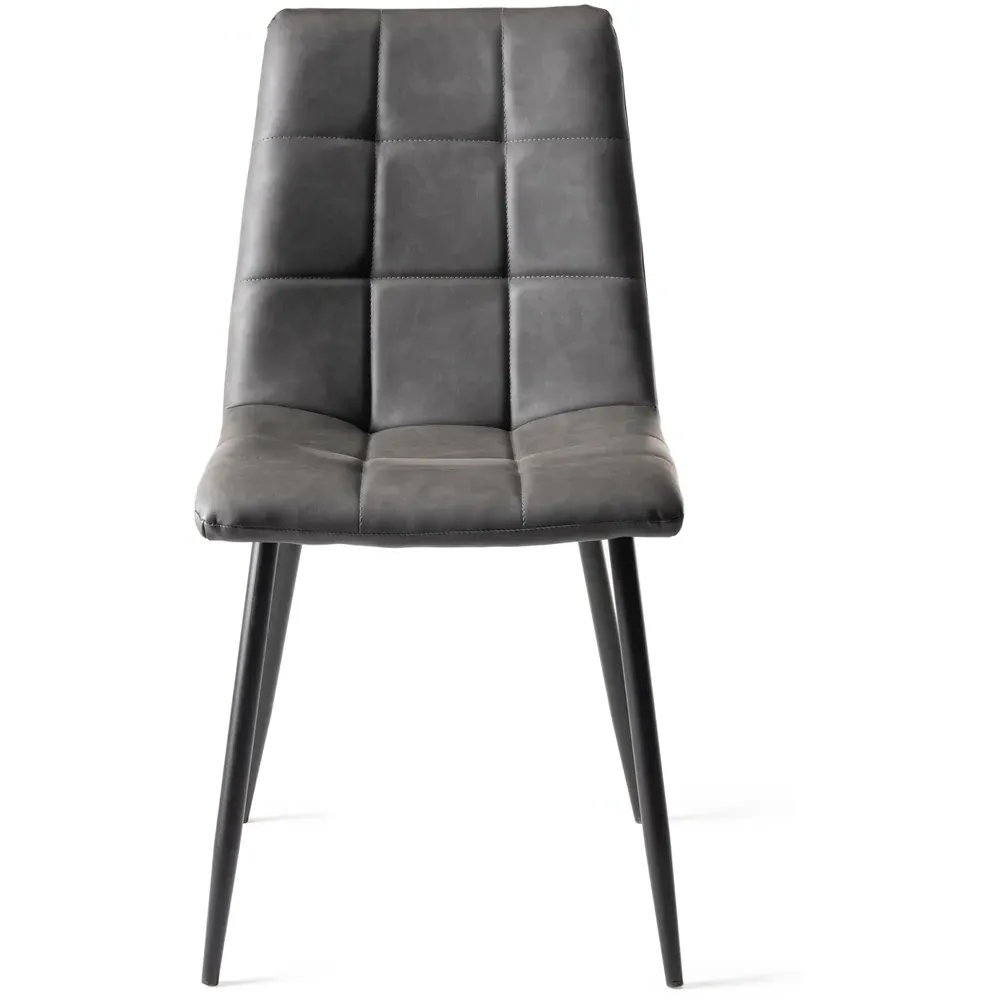 Mondrian Set of 2 Dining Chairs - Grey, Leather