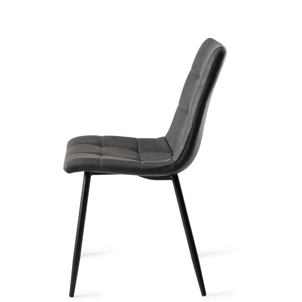 Mondrian Set of 2 Dining Chairs - Grey, Leather