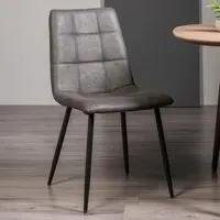Mondrian Set of 2 Dining Chairs - Grey, Leather