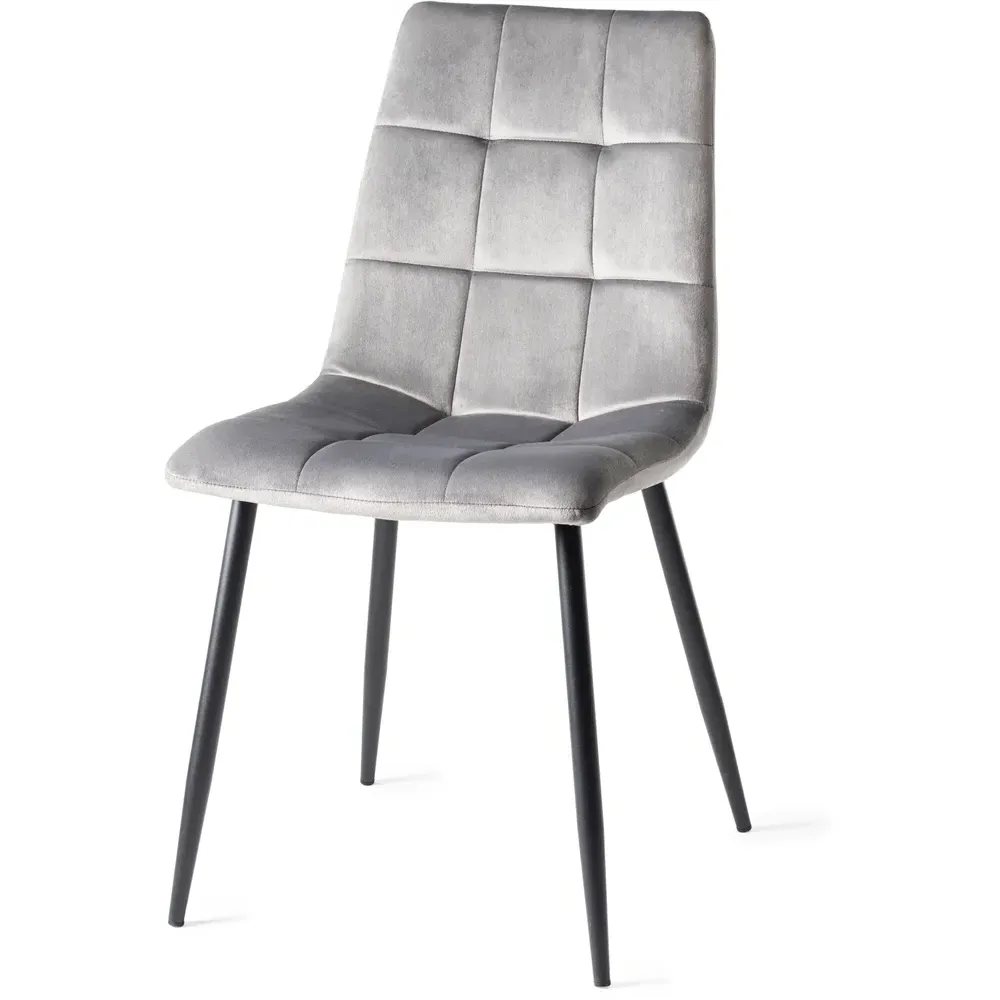 Mondrian Set of 2 Dining Chairs - Grey, Velvet