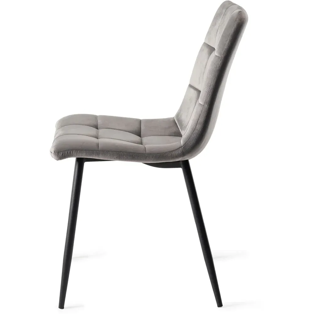 Mondrian Set of 2 Dining Chairs - Grey, Velvet