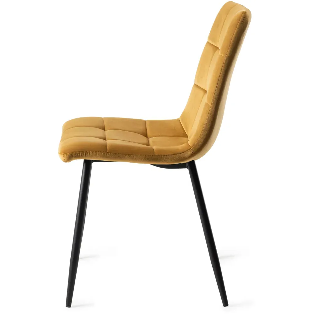 Mondrian Set of 2 Dining Chairs - Yellow, Velvet