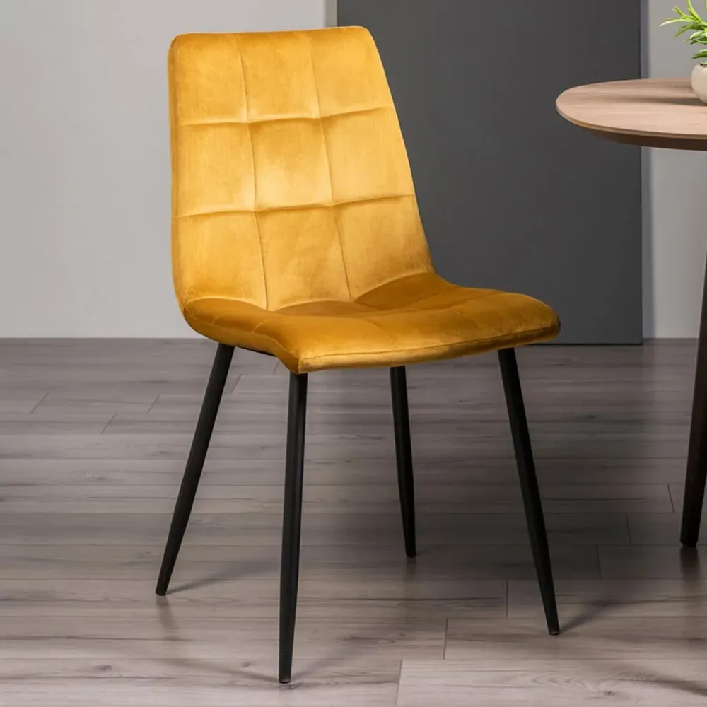 Mondrian Set of 2 Dining Chairs - Yellow, Velvet