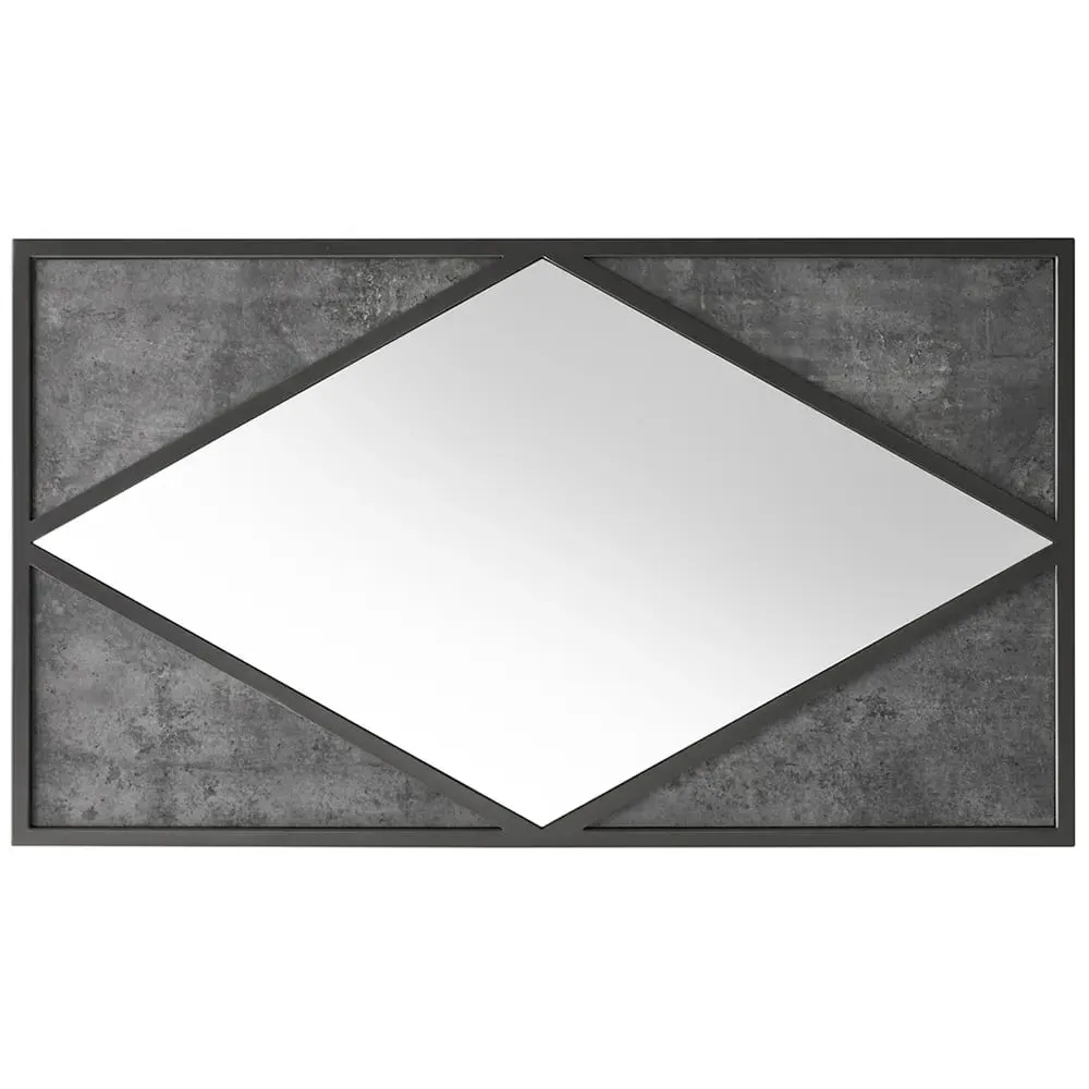 Renzo Landscape Wall Mirror - Black, Zinc
