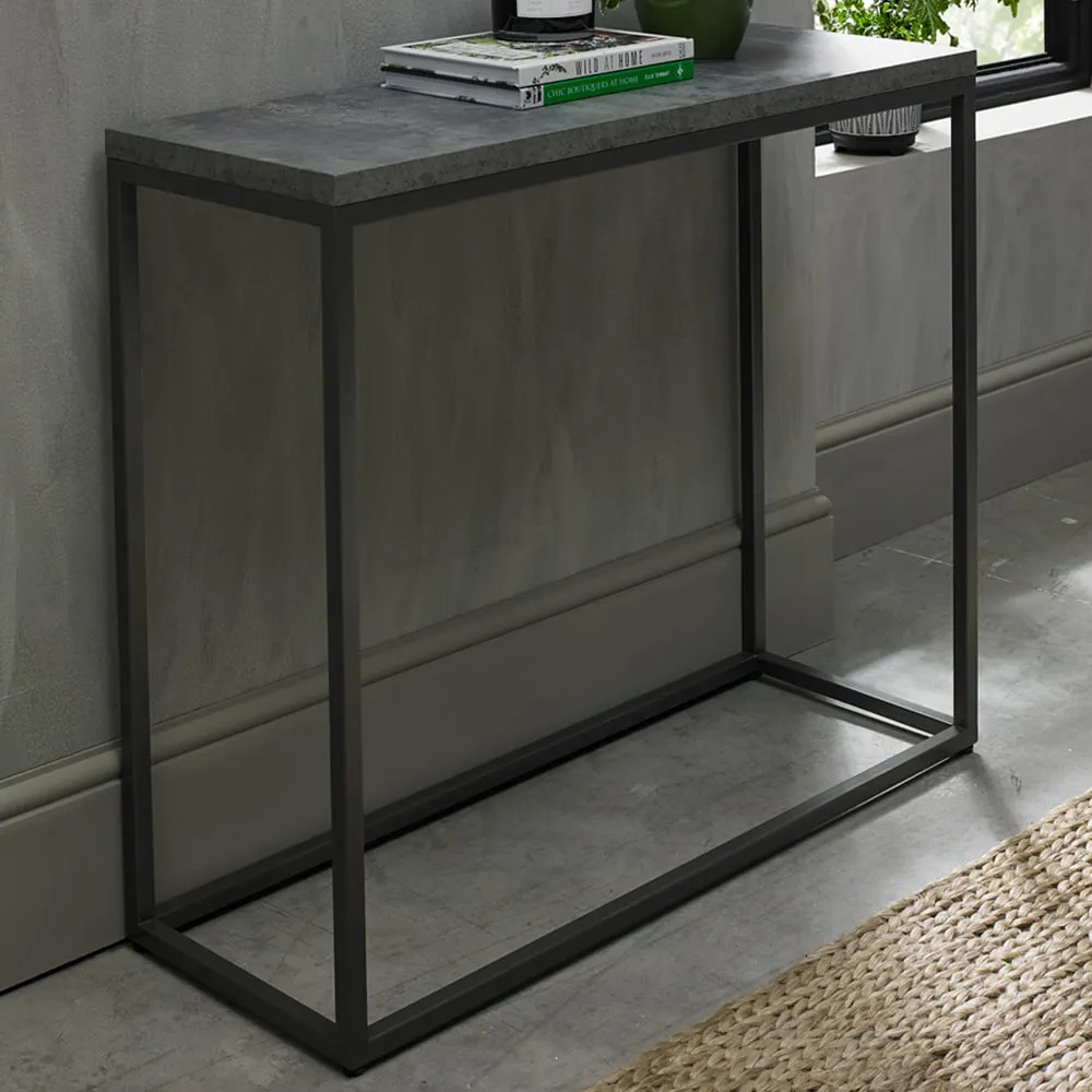 Renzo Narrow Console Table - Grey, Zinc