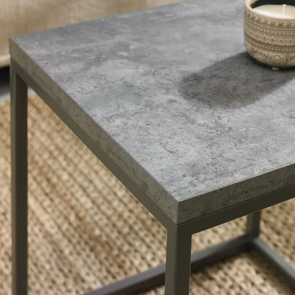 Renzo Side Table - Grey, Zinc