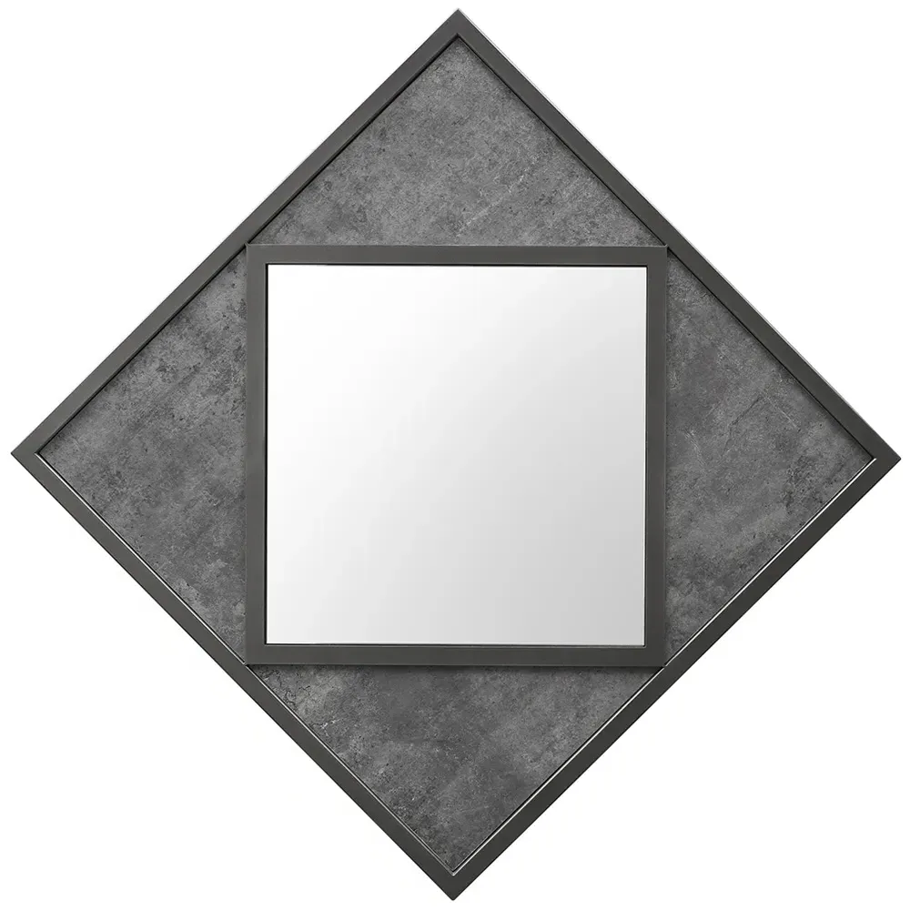Renzo Square Wall Mirror - Black, Zinc