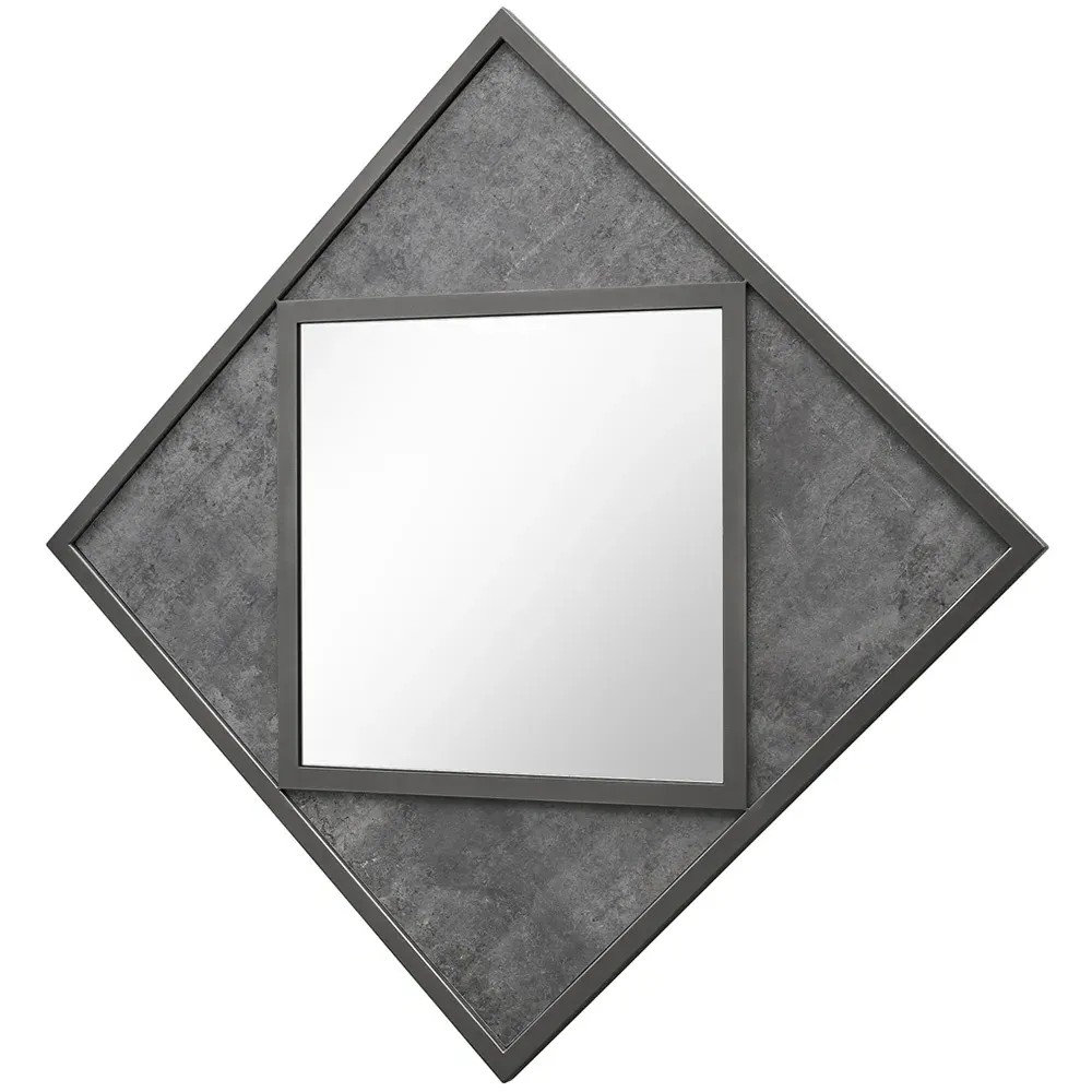 Renzo Square Wall Mirror - Black, Zinc