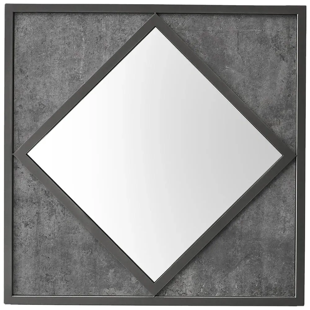 Renzo Square Wall Mirror - Black, Zinc