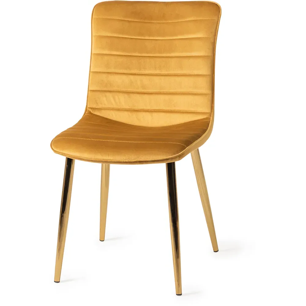 Rothko Set of 2 Dining Chairs - Mustard, Velvet