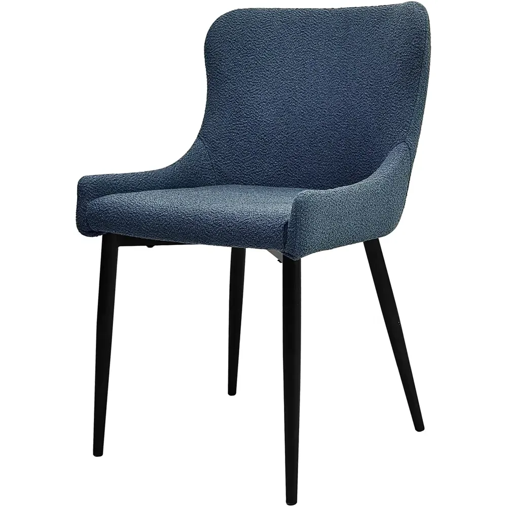 Rubens Set of 2 Dining Chairs - Blue, Boucle