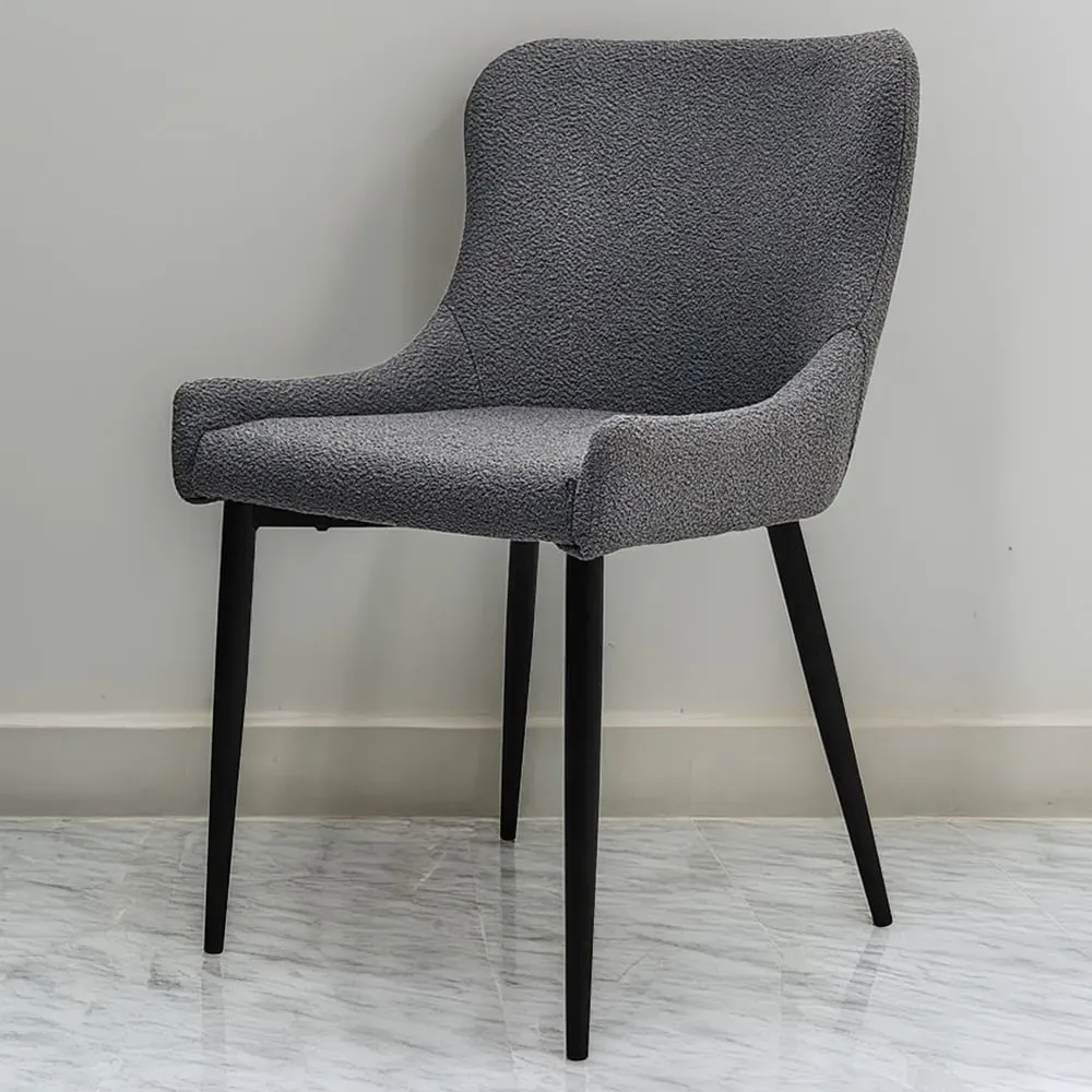 Rubens Set of 2 Dining Chairs - Grey, Boucle