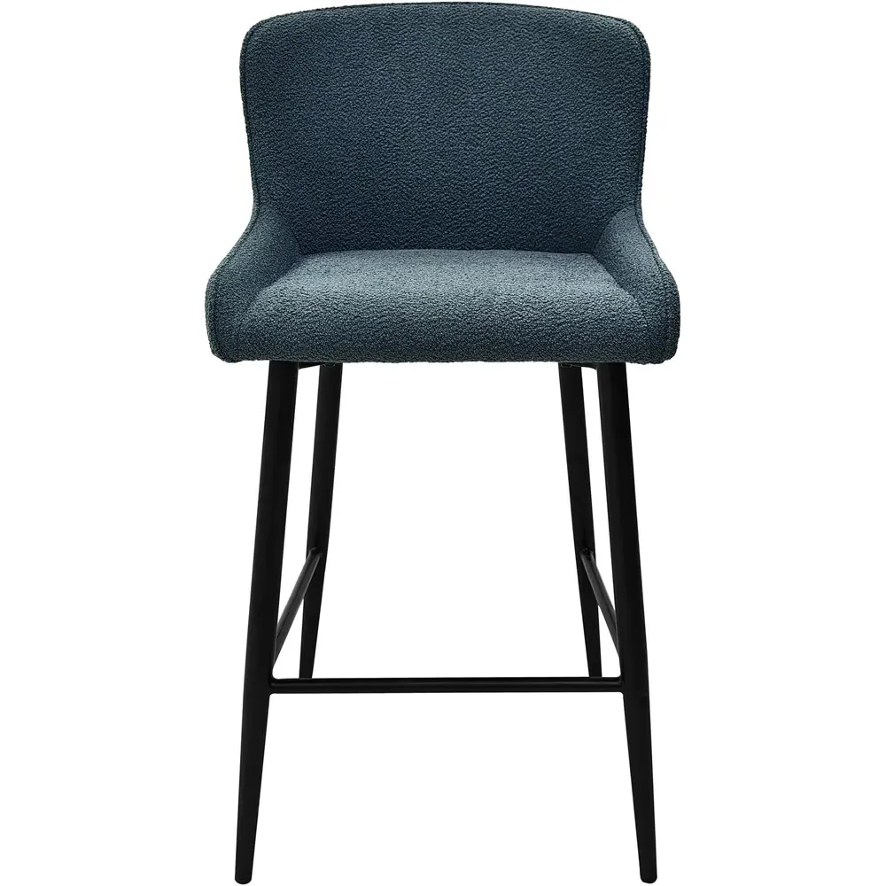 Rubens Set of 2 Upholstered Barstool - Blue, Boucle