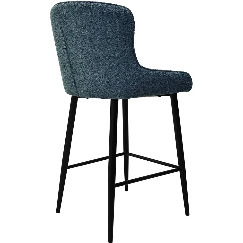 Rubens Set of 2 Upholstered Barstool - Blue, Boucle