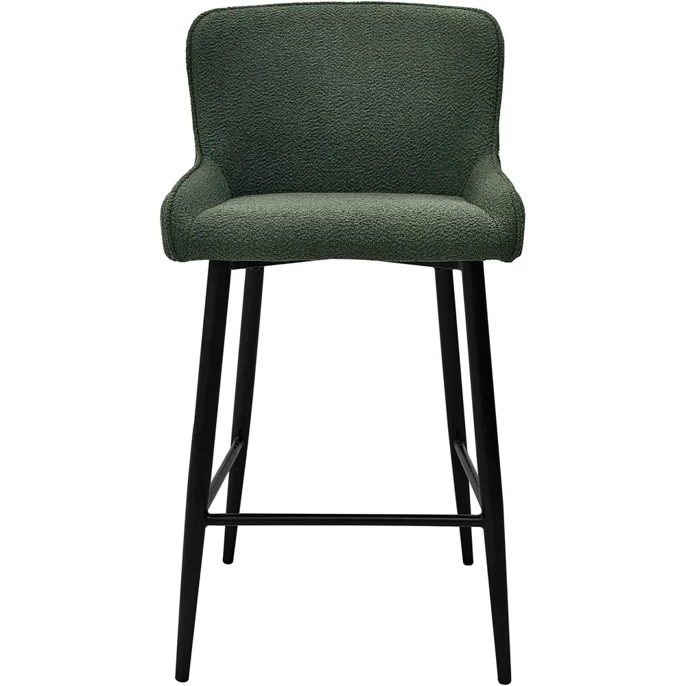 Rubens Set of 2 Upholstered Barstool - Green, Boucle