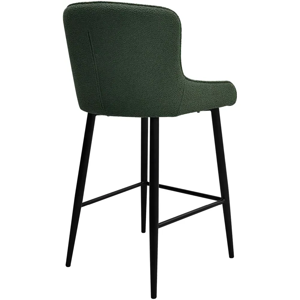 Rubens Set of 2 Upholstered Barstool - Green, Boucle