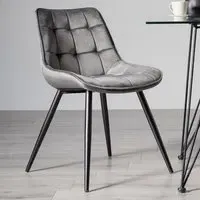 Seurat Set of 2 Upholstered Chair - Grey, Velvet