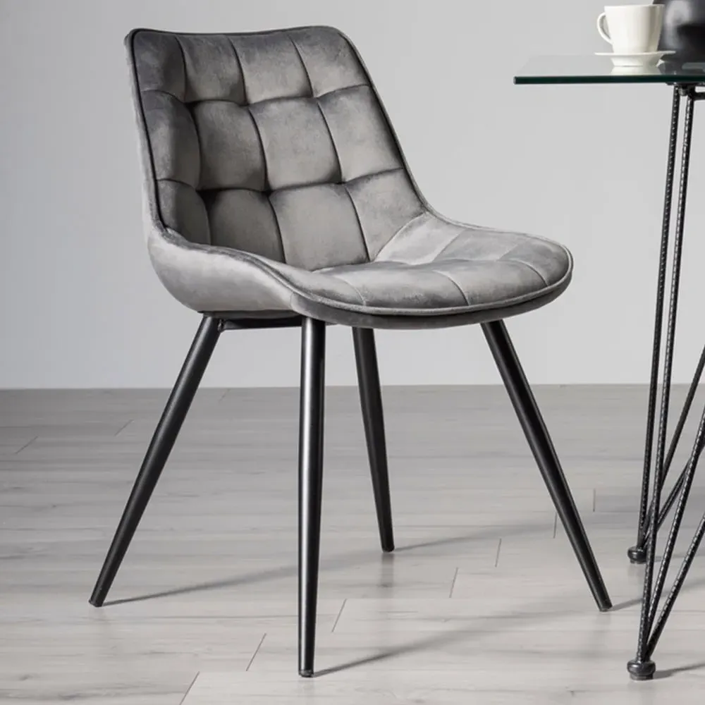 Seurat Set of 2 Upholstered Chair - Grey, Velvet image