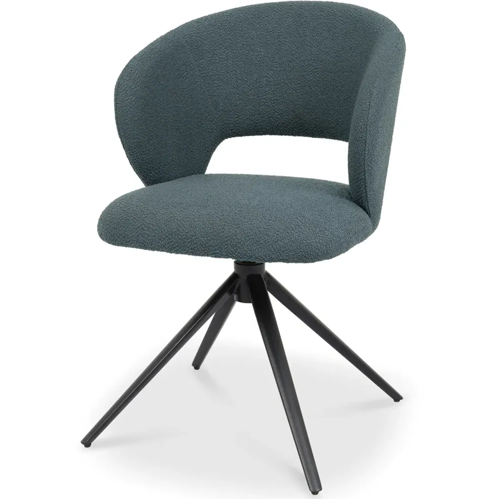 Stella Swivel Chair - Blue, Boucle